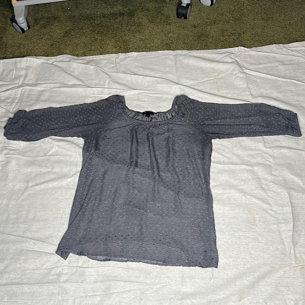 AB Studio sheer textured grey top size M